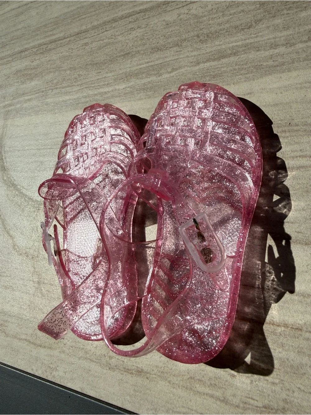 Pink Glitter Jelly Sandals for Girls